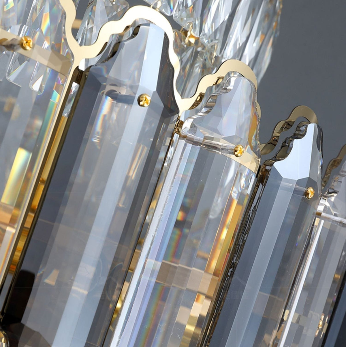 Large Staircase Crystal Chandelier Living Room Ceiling Light Fixture For Hotel Entrance In Gold Finish - Zelno Lighting