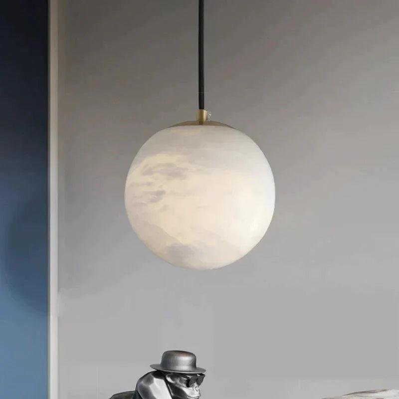 Larry Alabaster Ball Pendant Light For Kitchen Island - Zelno Lighting