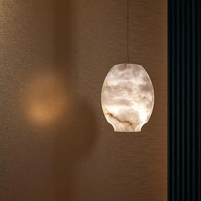 Larry Alabaster Lantern Bedside Pendant Light - Zelno Lighting