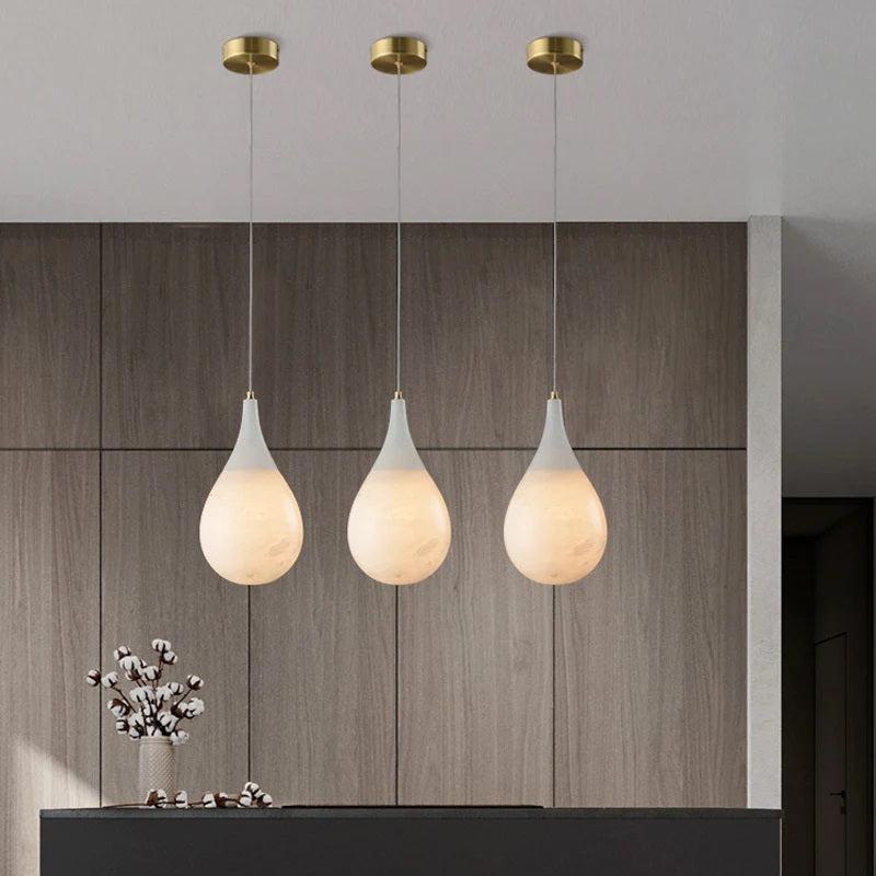 Larry Alabaster Rain Modern Pendant Light - Zelno