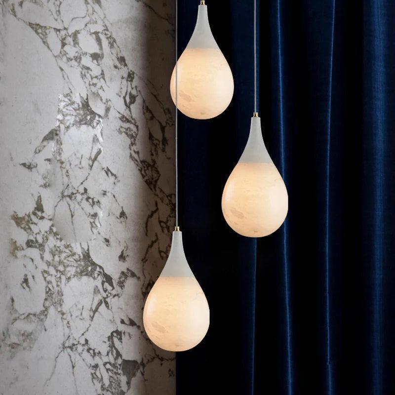 Larry Alabaster Rain Modern Pendant Light - Zelno