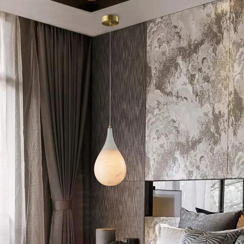 Larry Alabaster Rain Modern Pendant Light - Zelno