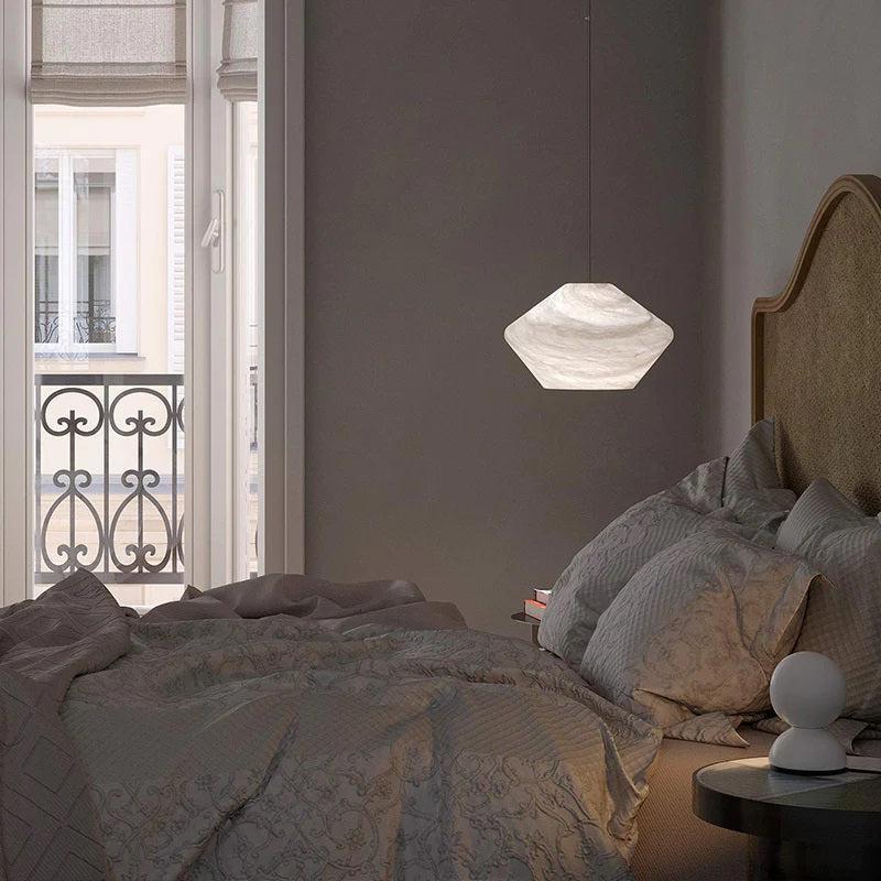 Larry Alabaster Simple Bedside Modern Pendant Light - Zelno Lighting