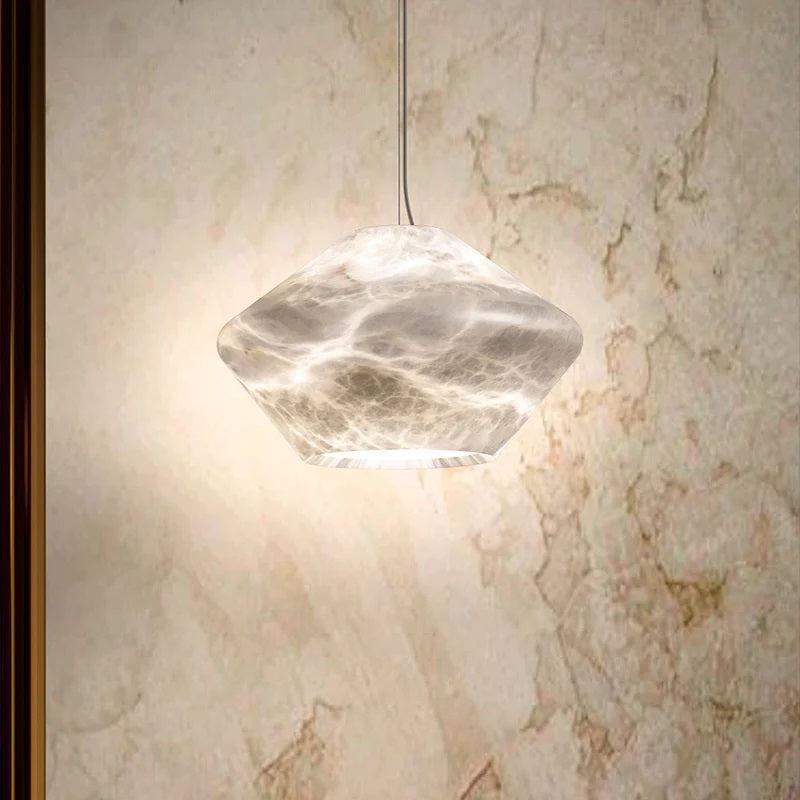 Larry Alabaster Simple Bedside Modern Pendant Light - Zelno Lighting