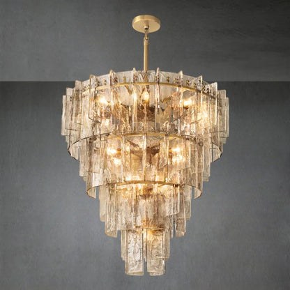 Lattace Smoke Glass Tiered Round Chandelier 36"47" - Zelno