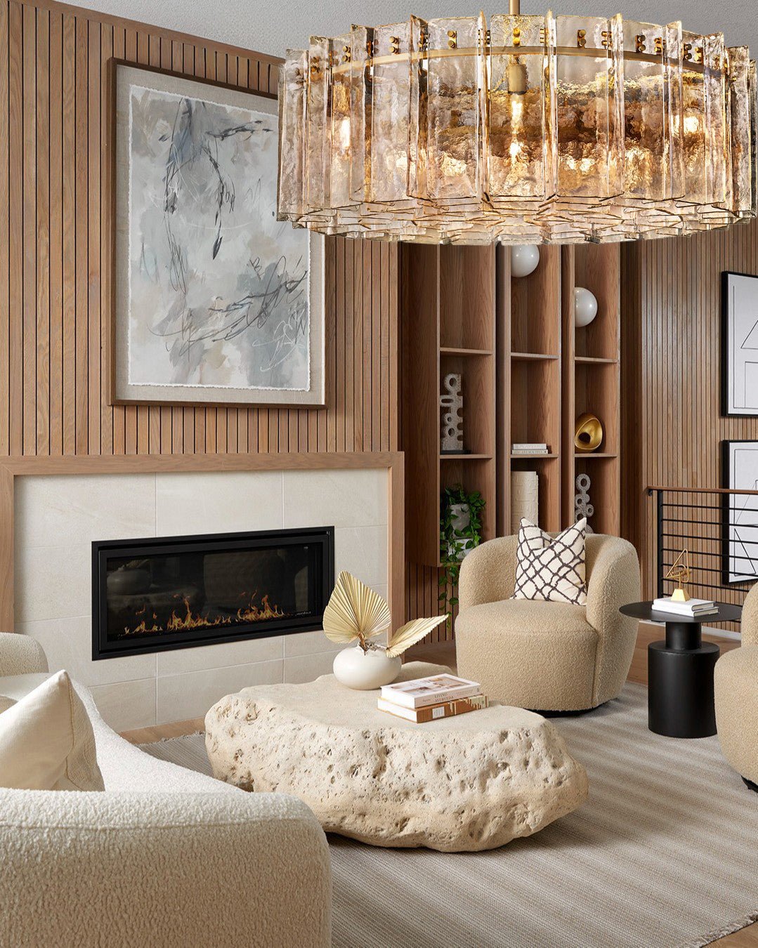 Lattica Smoke Glass Gold Chandelier for Dining Room, Living Room, Bedroom - Zelno Lighting