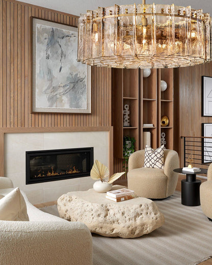 Lattica Smoke Glass Gold Chandelier for Dining Room, Living Room, Bedroom - Zelno Lighting