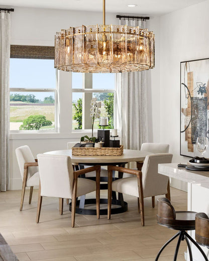 Lattica Smoke Glass Gold Chandelier for Dining Room, Living Room, Bedroom - Zelno Lighting