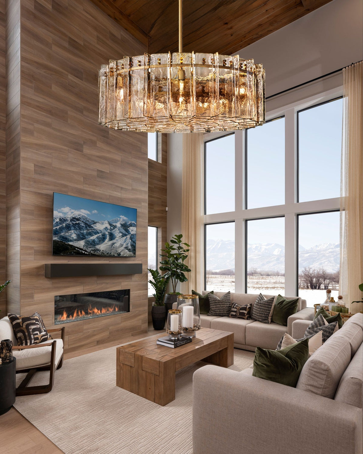 Lattica Smoke Glass Gold Chandelier for Dining Room, Living Room, Bedroom - Zelno Lighting