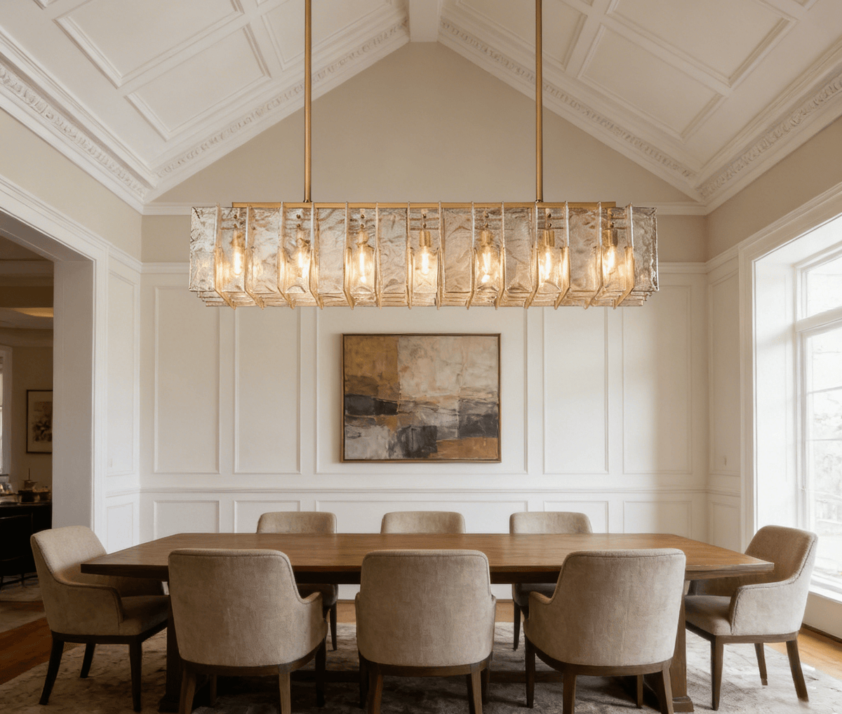 Lattica Smoke Glass Gold Chandelier for Dining Room, Living Room, Kitchen - Zelno Lighting