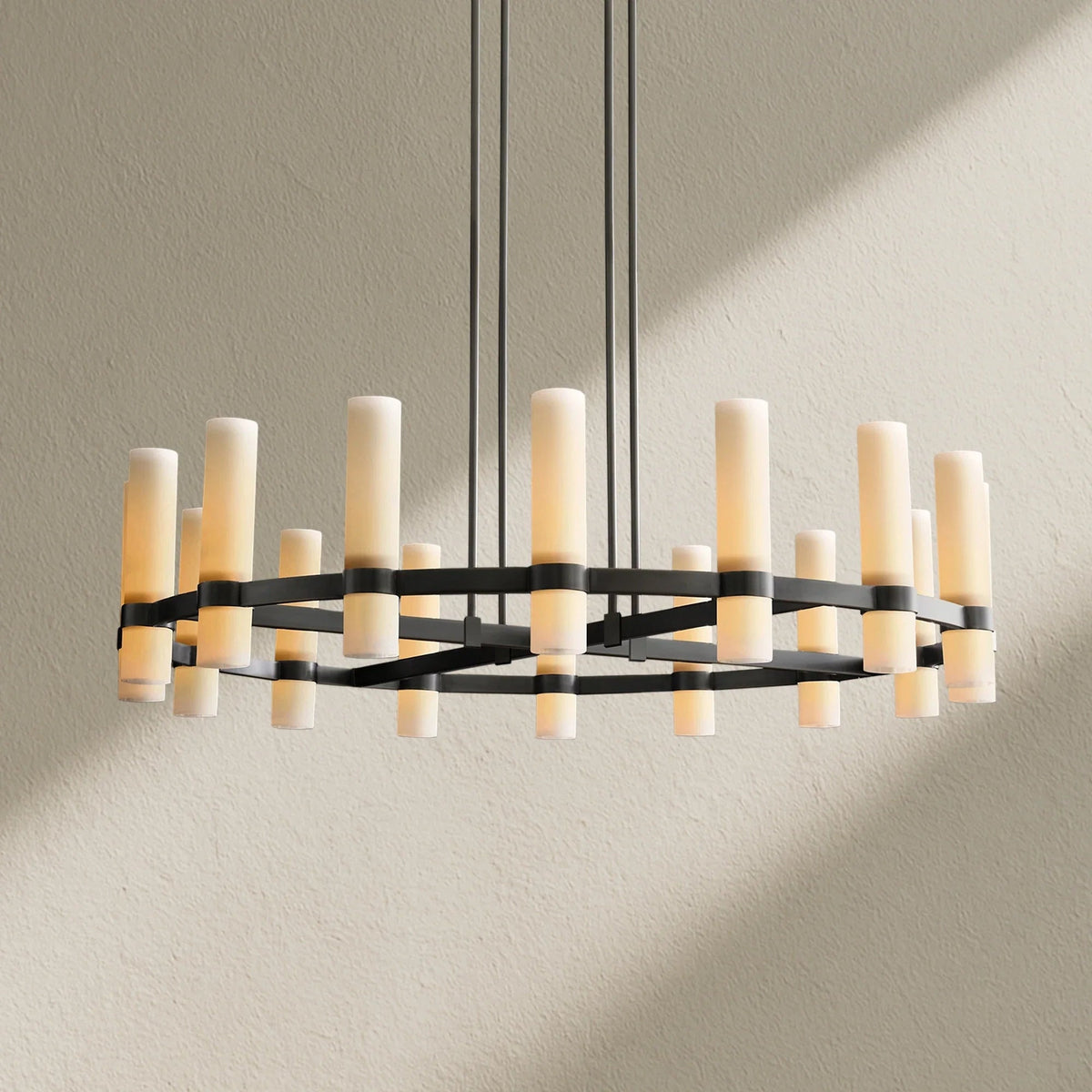Lavefz Round Milk Glass Chandelier - Zelno