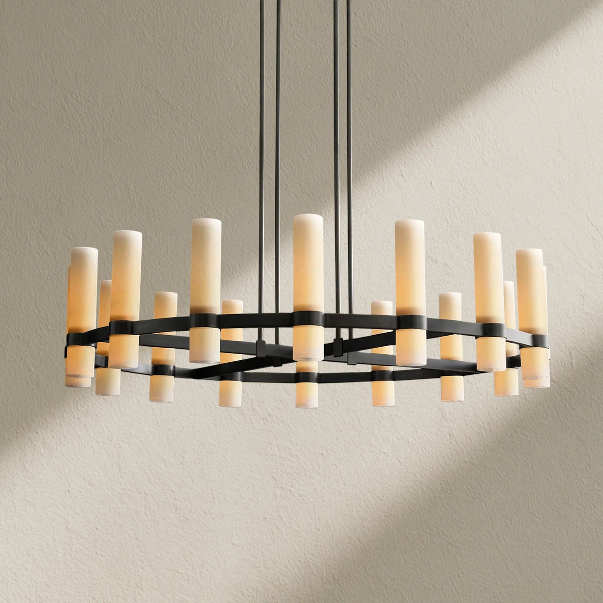 Lavefz Round Milk Glass Chandelier - Zelno