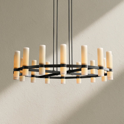 Lavefz Round Milk Glass Chandelier - Zelno