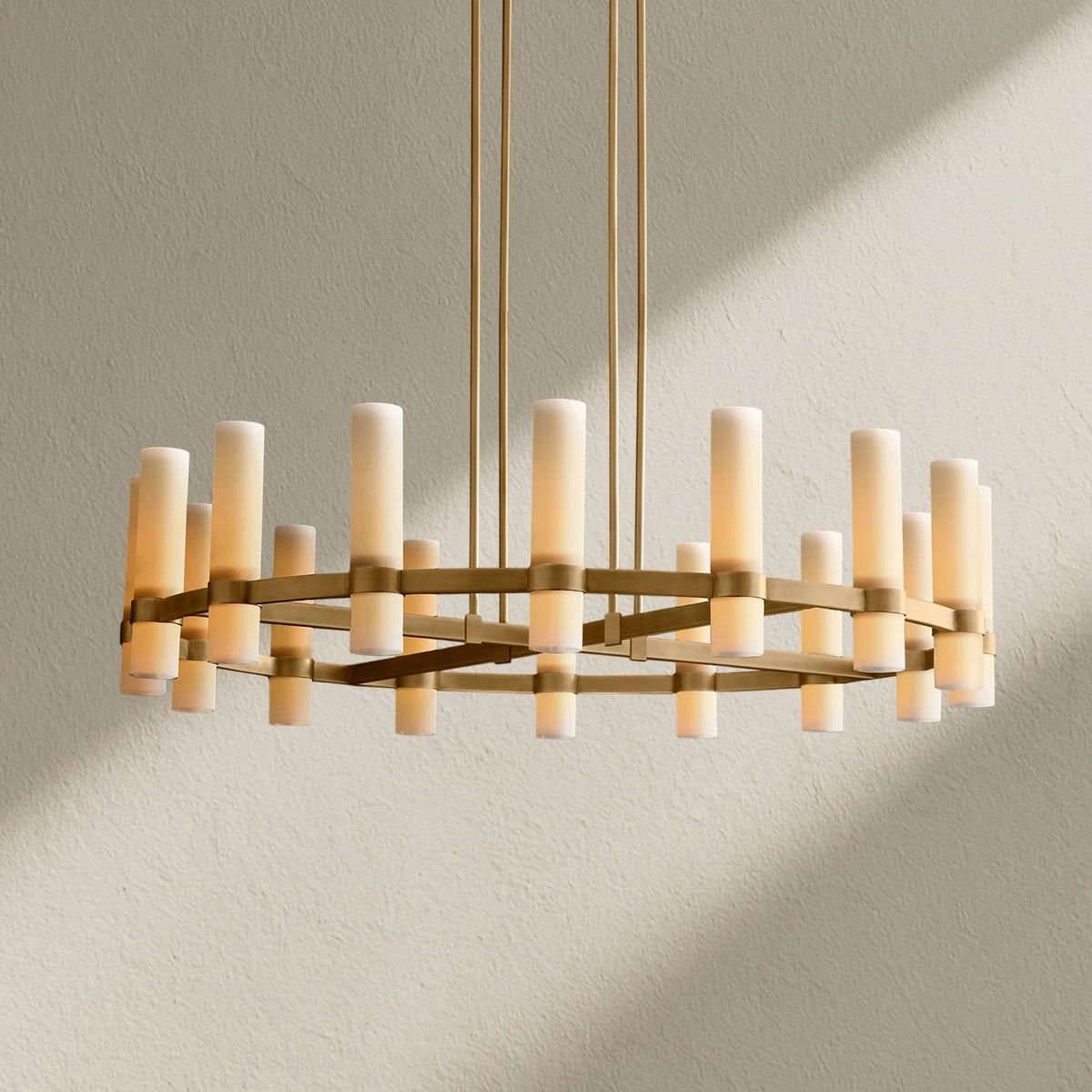 Lavefz Round Milk Glass Chandelier - Zelno