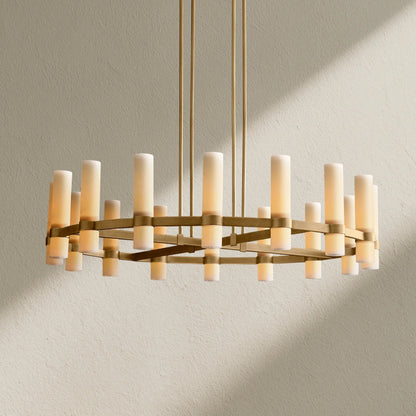 Lavefz Round Milk Glass Chandelier - Zelno