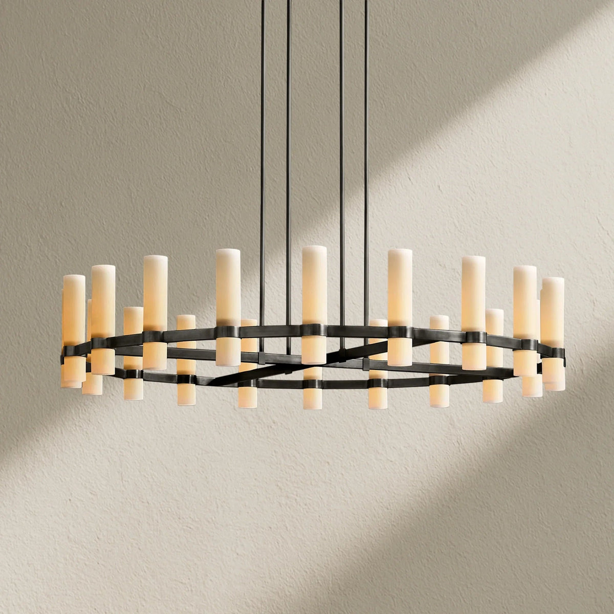 Lavefz Round Milk Glass Chandelier - Zelno