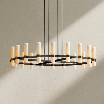 Lavefz Round Milk Glass Chandelier - Zelno