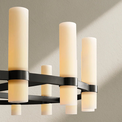 Lavefz Round Milk Glass Chandelier - Zelno