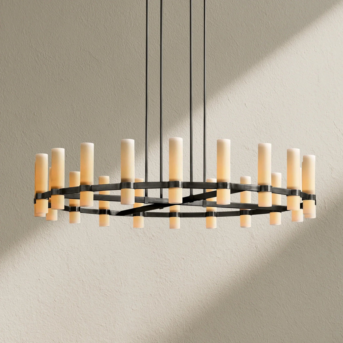 Lavefz Round Milk Glass Chandelier - Zelno