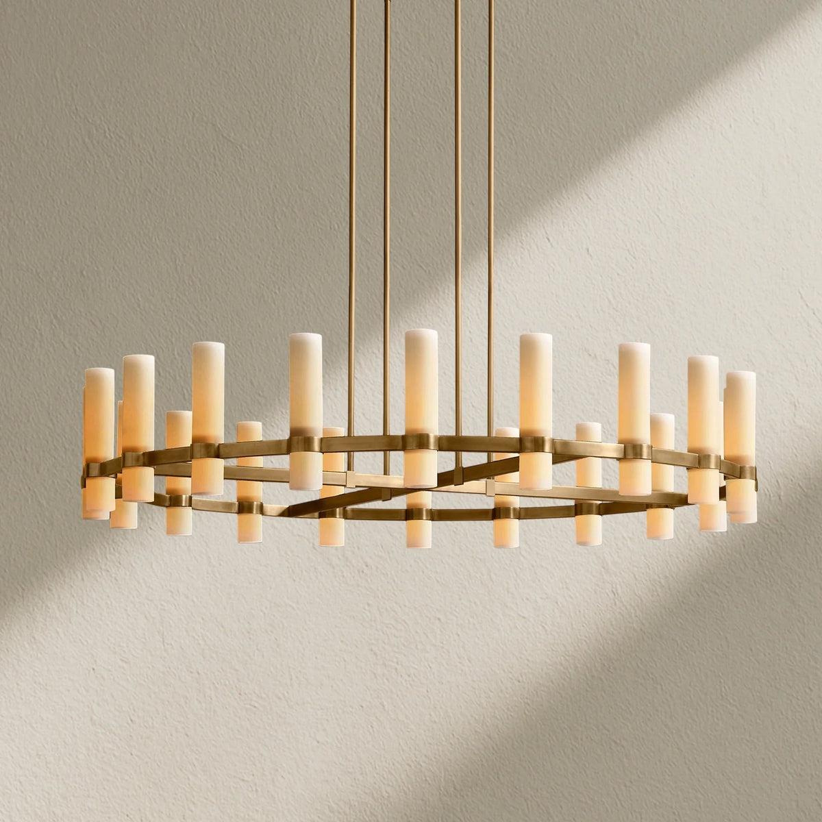 Lavefz Round Milk Glass Chandelier - Zelno