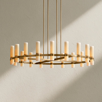 Lavefz Round Milk Glass Chandelier - Zelno