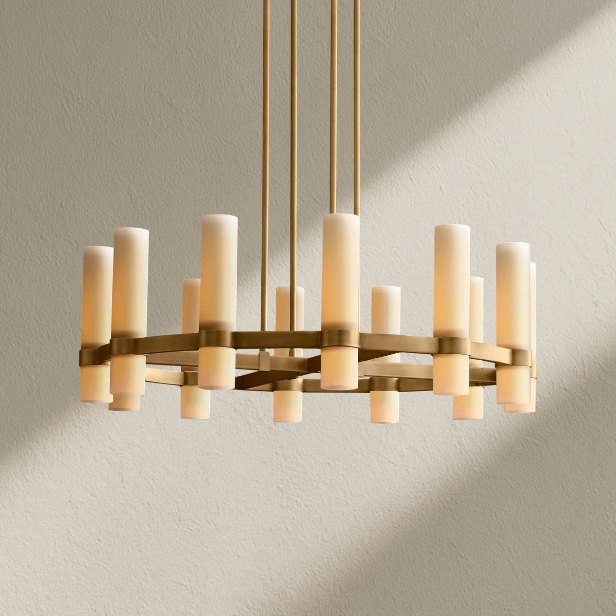 Lavefz Round Milk Glass Chandelier - Zelno