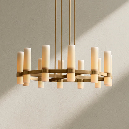 Lavefz Round Milk Glass Chandelier - Zelno