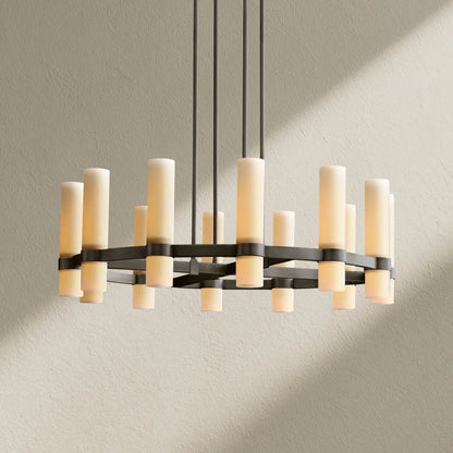 Lavefz Round Milk Glass Chandelier - Zelno
