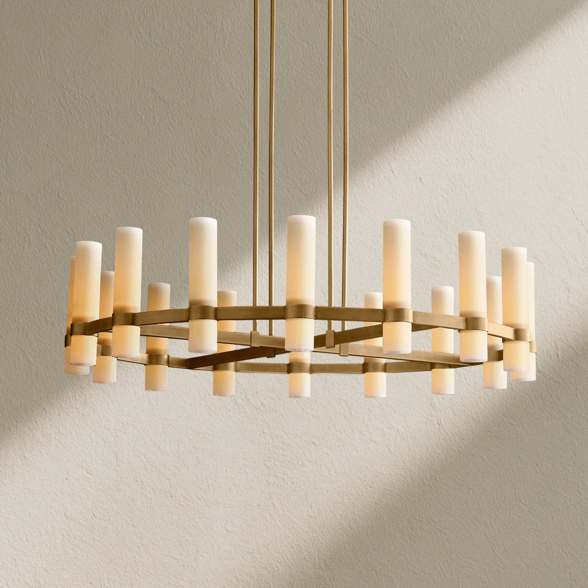 Lavefz Round Milk Glass Chandelier - Zelno