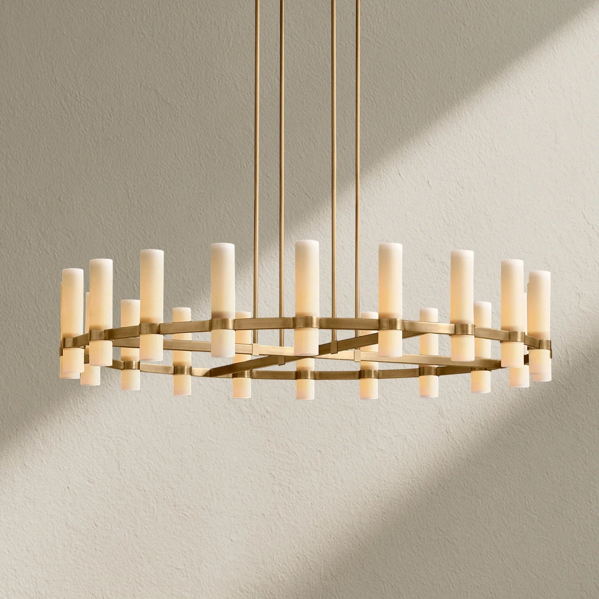 Lavefz Round Milk Glass Chandelier - Zelno
