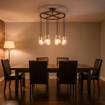 Lcaver Clear Glass Round Chandelier - Zelno