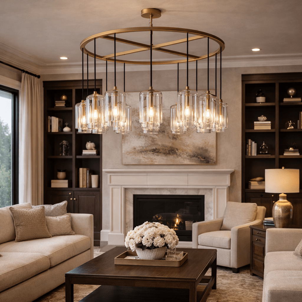 Lcaver Clear Glass Round Chandelier - Zelno
