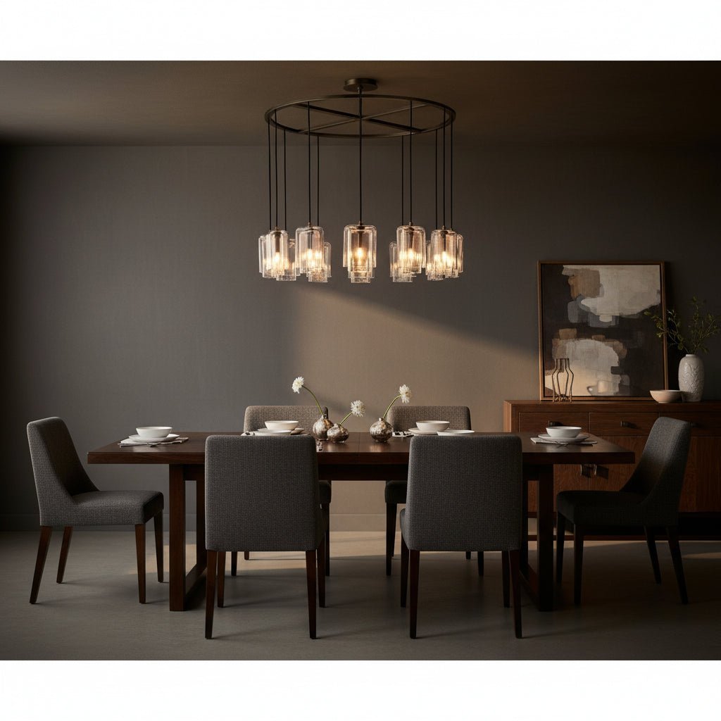 Lcaver Clear Glass Round Chandelier - Zelno