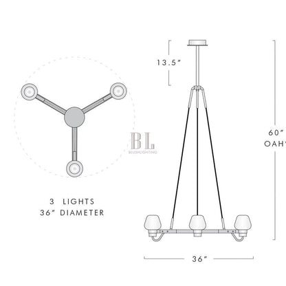 Letitia Crystal Chandelier 3 Light - Zelno Lighting