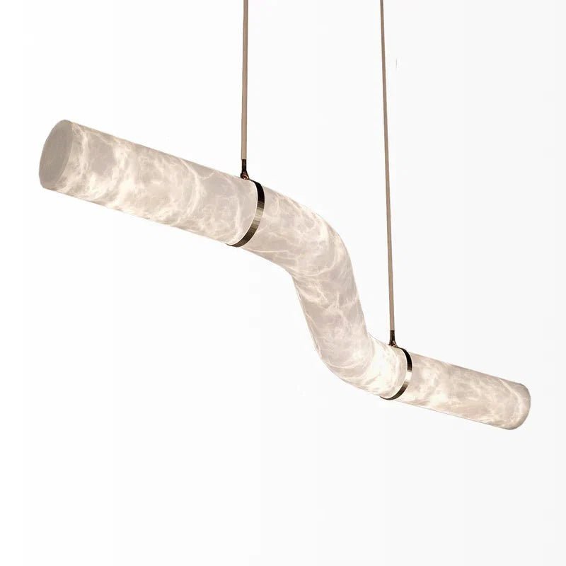 Liberty Curved Pendant Alabaster Chandelier, Pendant Light Over Dining Table - Zelno Lighting