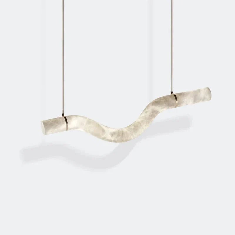 Liberty Curved Pendant Alabaster Chandelier, Pendant Light Over Dining Table - Zelno Lighting