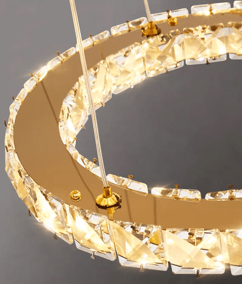 Light Luxury 5/6/7 Rings Crystal Chandelier for Staircase/Foyer/Villa - Zelno Lighting