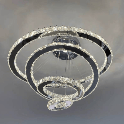 Light Luxury 5/6/7 Rings Crystal Chandelier for Staircase/Foyer/Villa - Zelno Lighting