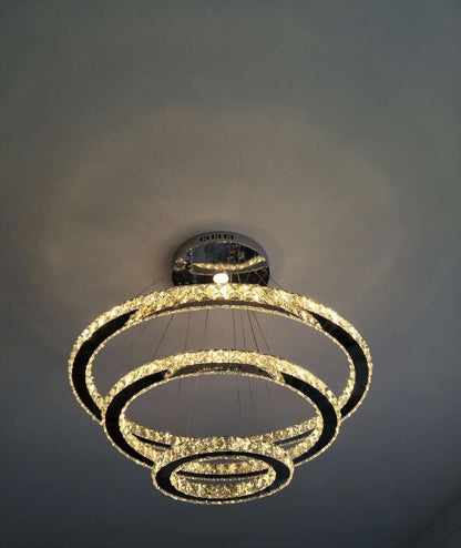 Light Luxury 5/6/7 Rings Crystal Chandelier for Staircase/Foyer/Villa - Zelno Lighting