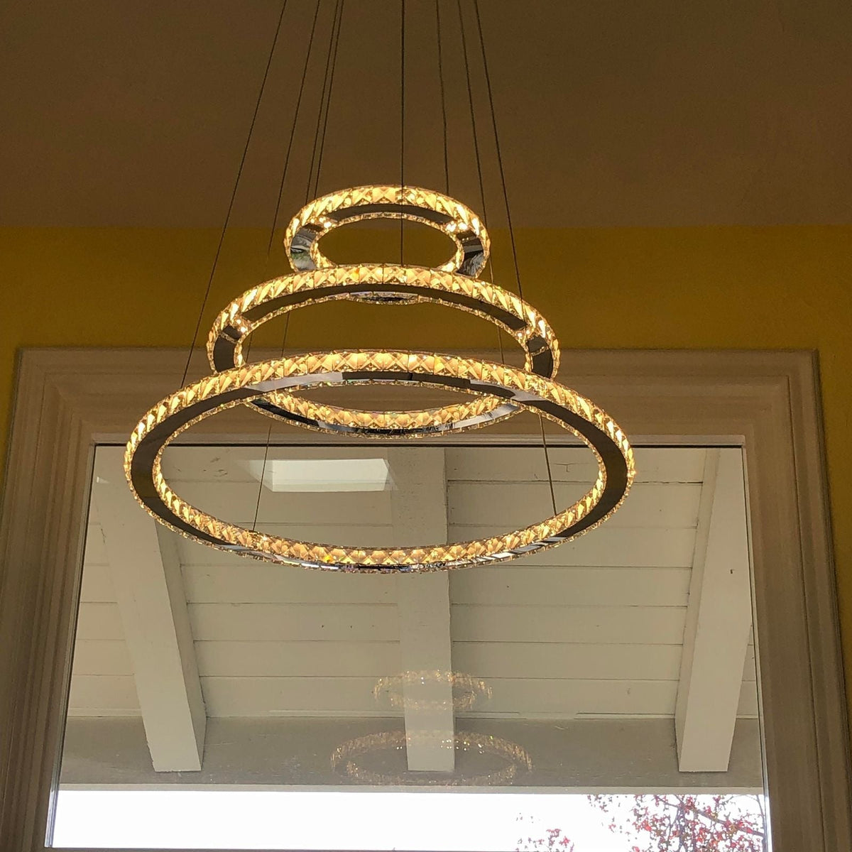 Light Luxury 5/6/7 Rings Crystal Chandelier for Staircase/Foyer/Villa - Zelno Lighting
