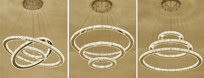 Light Luxury 5/6/7 Rings Crystal Chandelier for Staircase/Foyer/Villa - Zelno Lighting