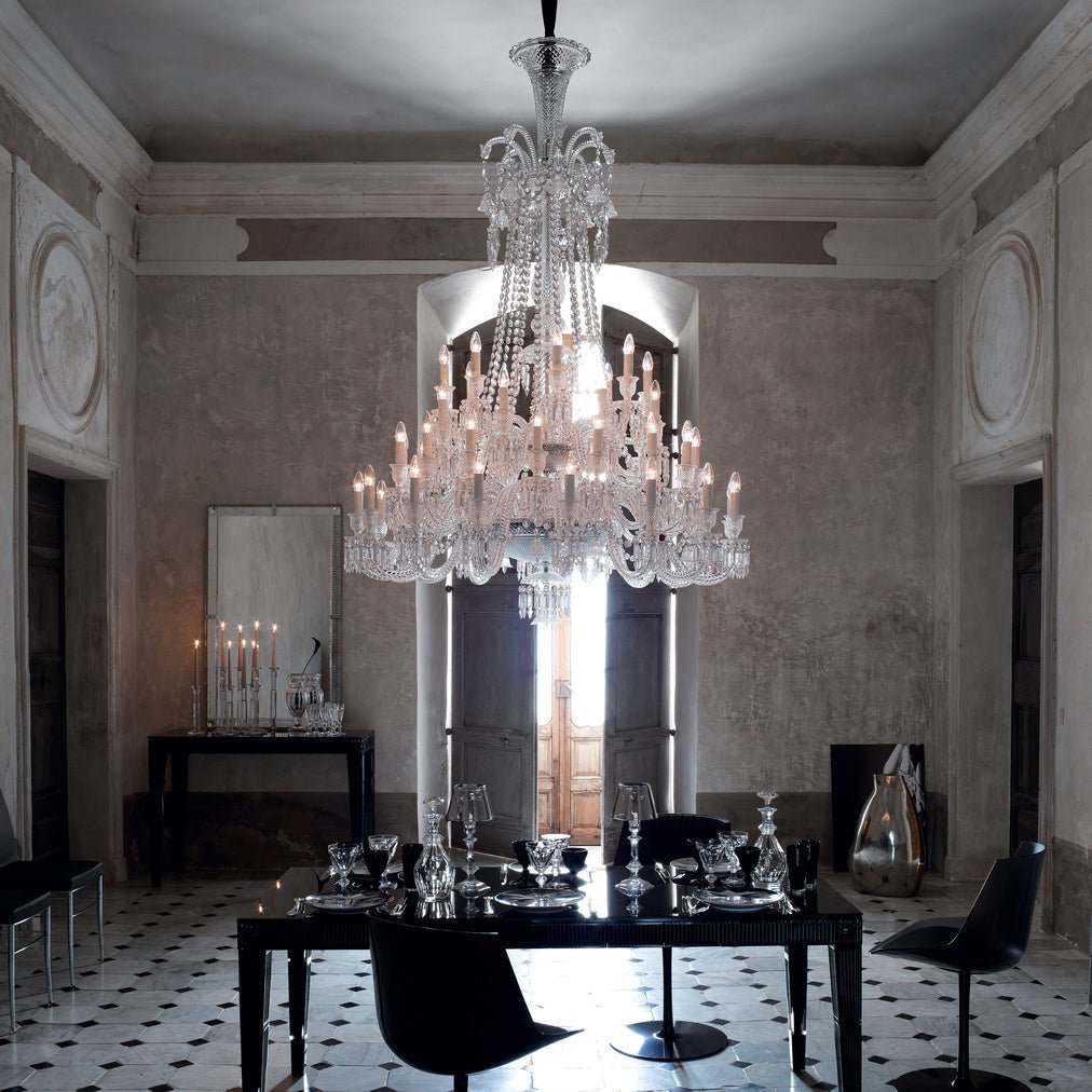 Light Luxury Classic Long Version Tiered Candle Light Crystal Chandelier for High-ceiling Rooms/Living Room - Zelno Lighting