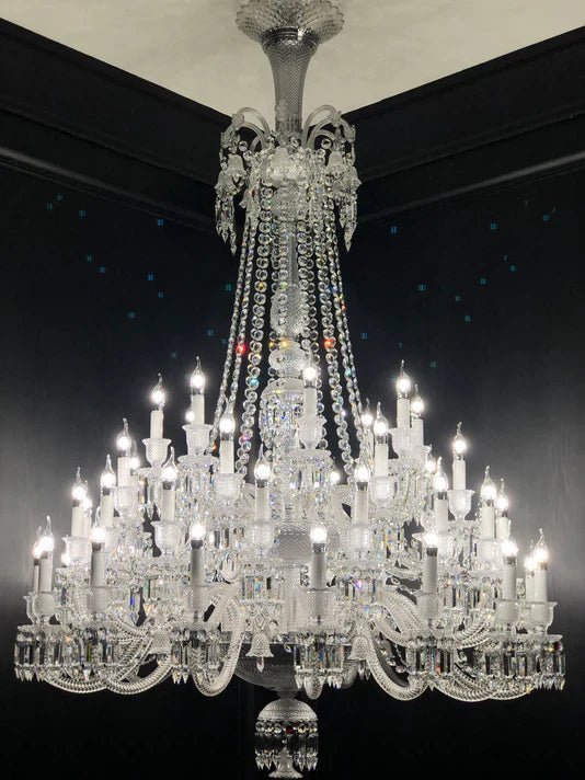 Light Luxury Classic Long Version Tiered Candle Light Crystal Chandelier for High-ceiling Rooms/Living Room - Zelno Lighting