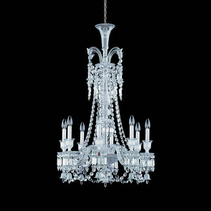 Light Luxury Classic Long Version Tiered Candle Light Crystal Chandelier for High-ceiling Rooms/Living Room - Zelno Lighting