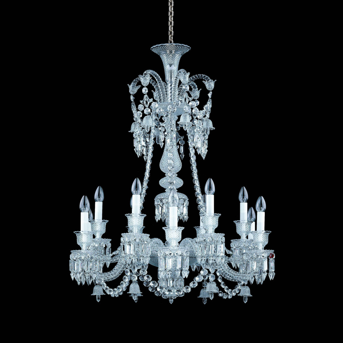 Light Luxury Classic Long Version Tiered Candle Light Crystal Chandelier for High-ceiling Rooms/Living Room - Zelno Lighting