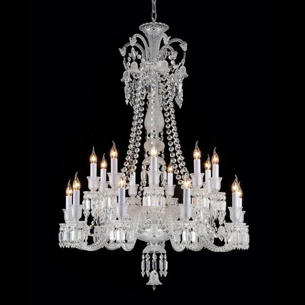 Light Luxury Classic Long Version Tiered Candle Light Crystal Chandelier for High-ceiling Rooms/Living Room - Zelno Lighting