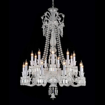 Light Luxury Classic Long Version Tiered Candle Light Crystal Chandelier for High-ceiling Rooms/Living Room - Zelno Lighting