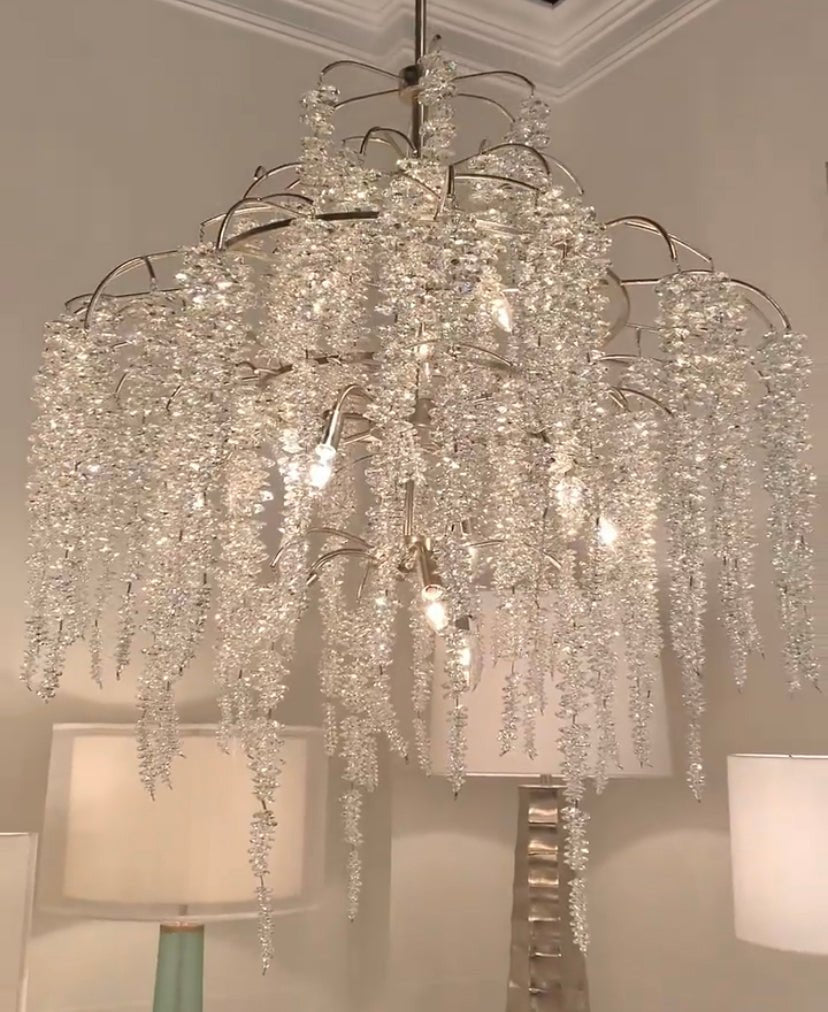 Light Luxury Silver Flower Branch Chandelier with Icicle Details for Bedroom Dining Room and Hallway - Zelno Lighting
