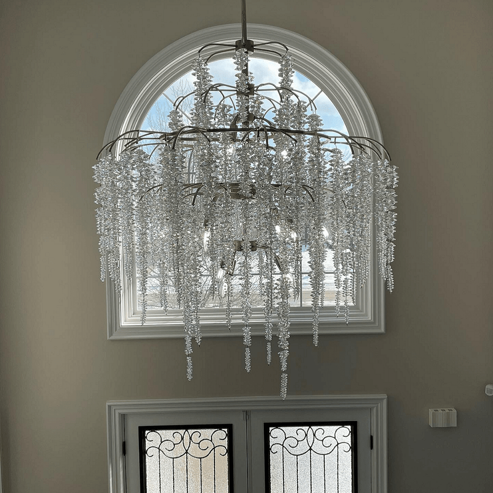 Light Luxury Silver Flower Branch Chandelier with Icicle Details for Bedroom Dining Room and Hallway - Zelno Lighting