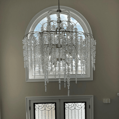 Light Luxury Silver Flower Branch Chandelier with Icicle Details for Bedroom Dining Room and Hallway - Zelno Lighting
